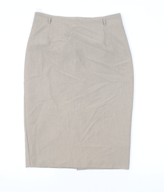 Marks and Spencer Womens Beige Polyester Straight & Pencil Skirt Size 12 Zip