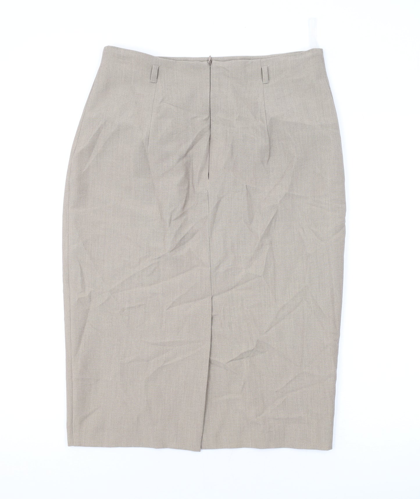 Marks and Spencer Womens Beige Polyester Straight & Pencil Skirt Size 12 Zip