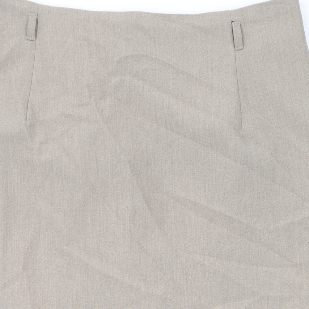 Marks and Spencer Womens Beige Polyester Straight & Pencil Skirt Size 12 Zip