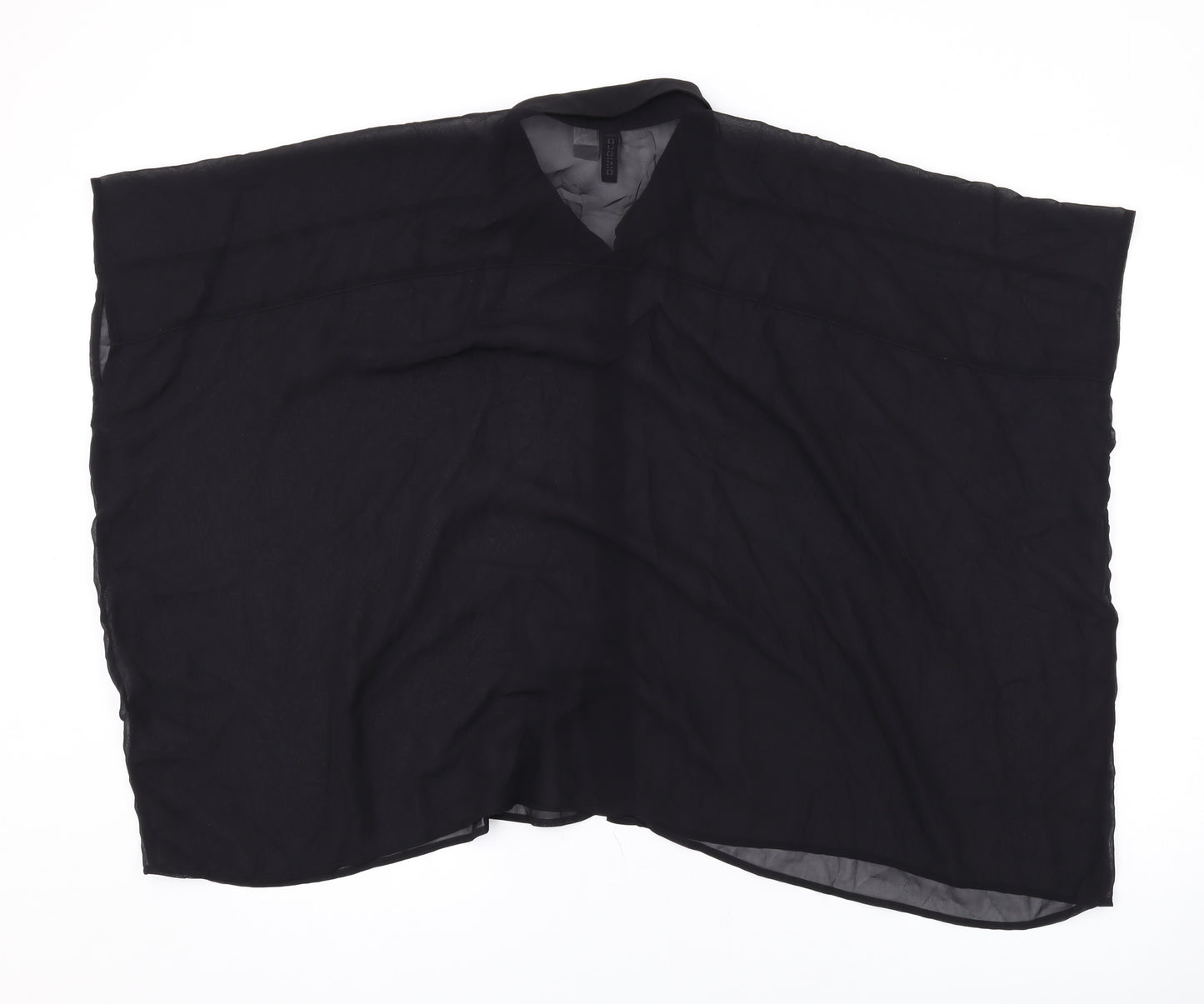 H&M Womens Black Polyester Basic Button-Up Size 8 Collared