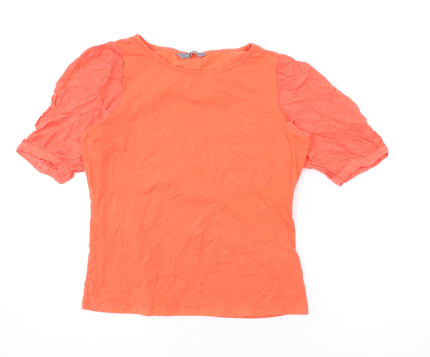 Principles Womens Orange Cotton Basic Blouse Size 12 Round Neck