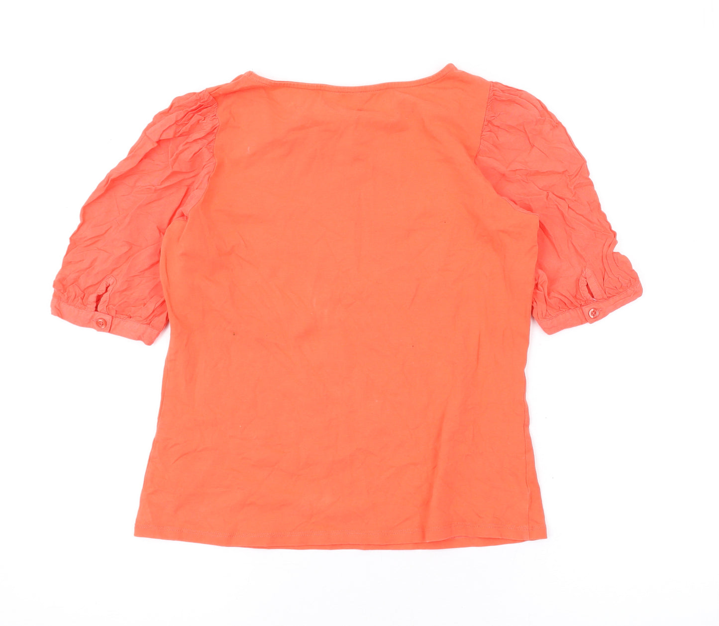 Principles Womens Orange Cotton Basic Blouse Size 12 Round Neck