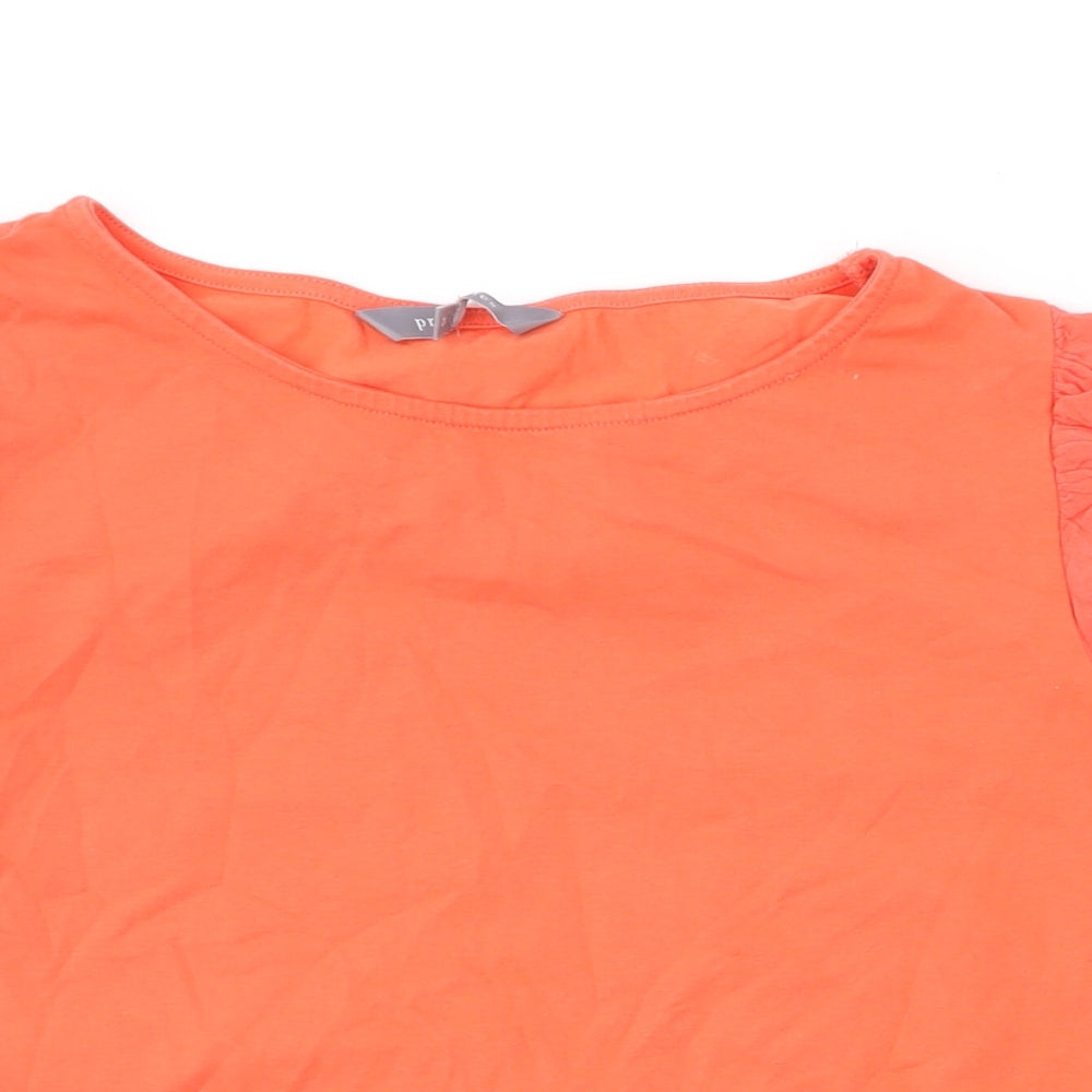 Principles Womens Orange Cotton Basic Blouse Size 12 Round Neck