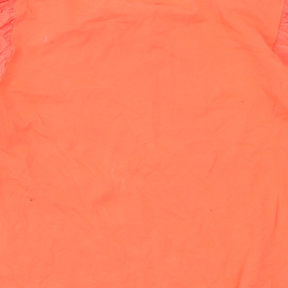 Principles Womens Orange Cotton Basic Blouse Size 12 Round Neck