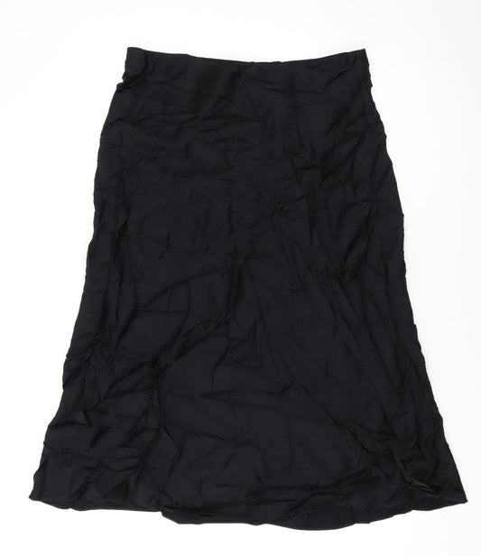 Marks and Spencer Womens Black Viscose A-Line Skirt Size 14