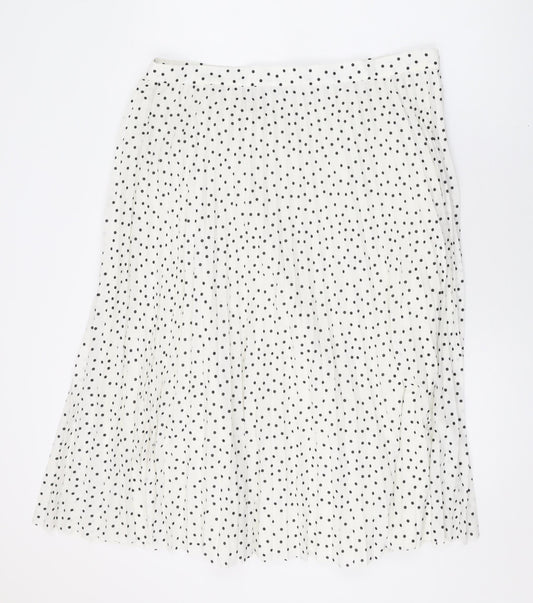 Marks and Spencer Womens White Polka Dot Polyester Swing Skirt Size 18