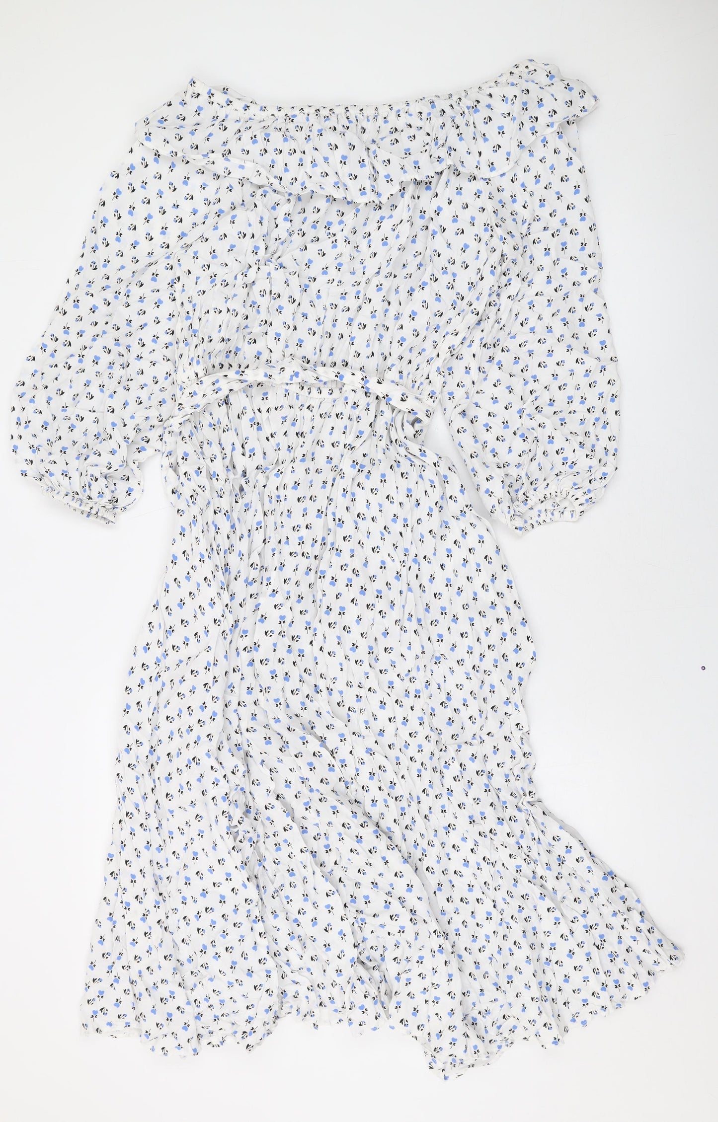 Somerset By Alice Temperley Womens White Floral Viscose Maxi Size 10 Off the Shoulder Pullover