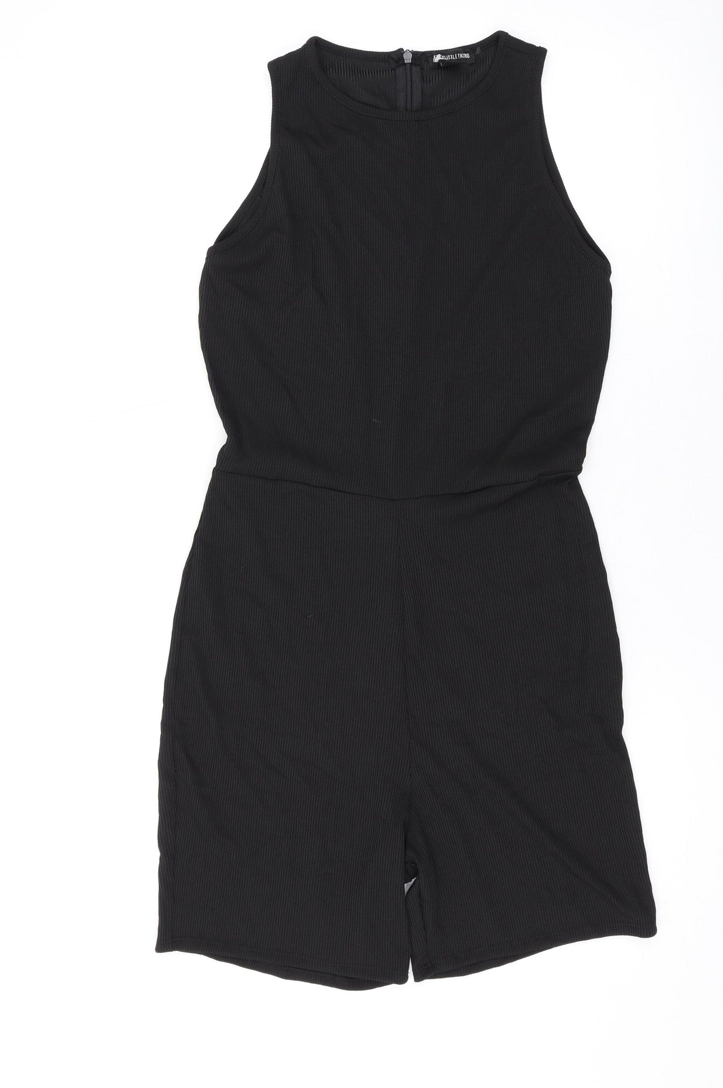 PRETTYLITTLETHING Womens Black Polyester Playsuit One-Piece Size 8 L3 in Zip