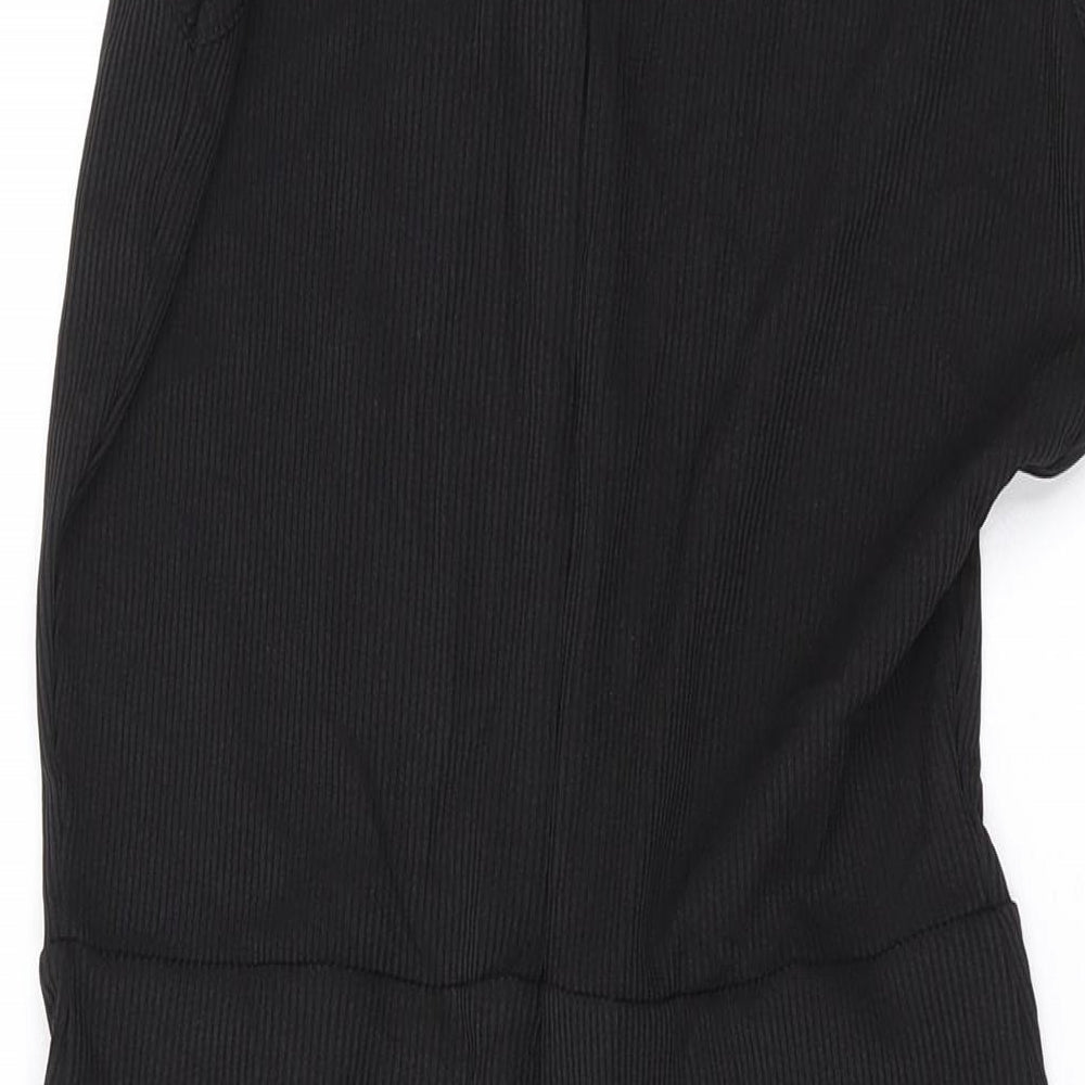 PRETTYLITTLETHING Womens Black Polyester Playsuit One-Piece Size 8 L3 in Zip