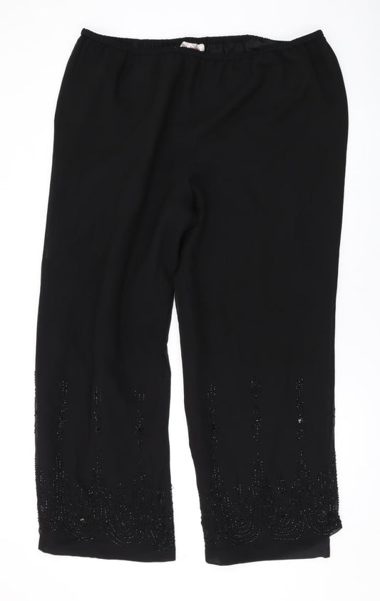 Kaleidoscope Womens Black Polyester Trousers Size 22 L29 in Regular