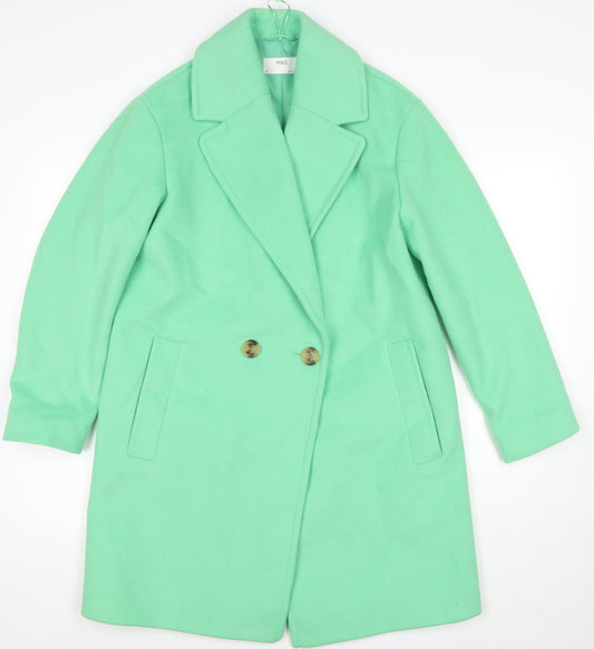 Marks and Spencer Womens Green Parka Coat Size 10 Button