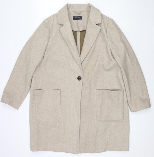 Marks and Spencer Womens Beige Overcoat Coat Size 18 Button