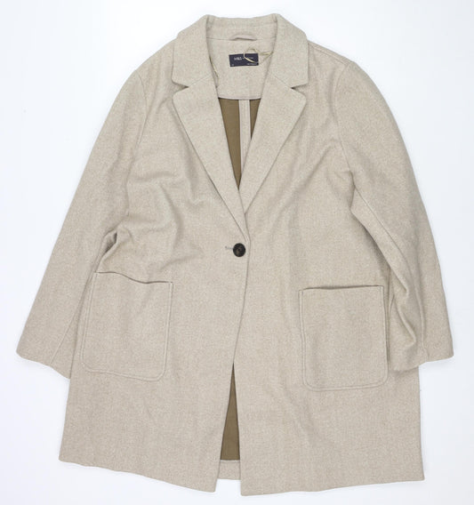 Marks and Spencer Womens Beige Overcoat Coat Size 22 Button