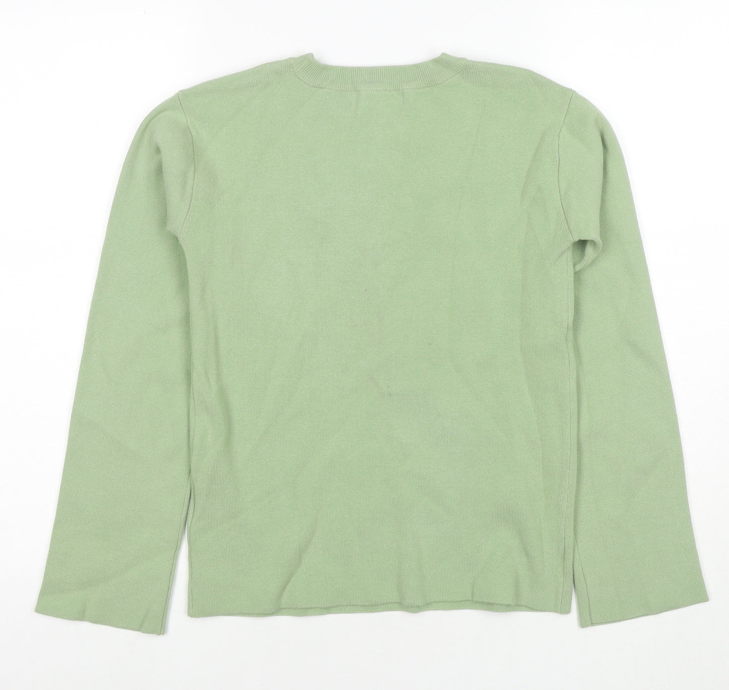 Marks and Spencer Womens Green Round Neck Cotton Pullover Jumper Size XS