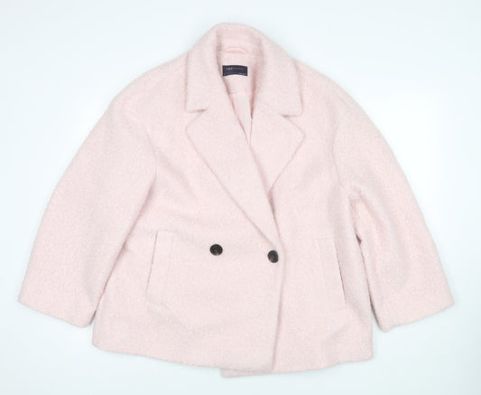 Marks and Spencer Womens Pink Pea Coat Coat Size 16 Button