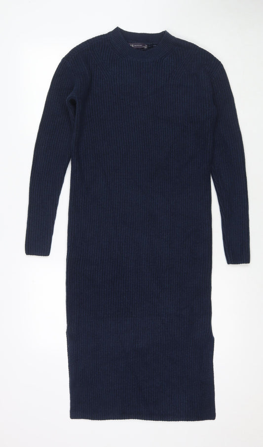 Marks and Spencer Womens Blue Polyester Jumper Dress Size XS Round Neck Pullover