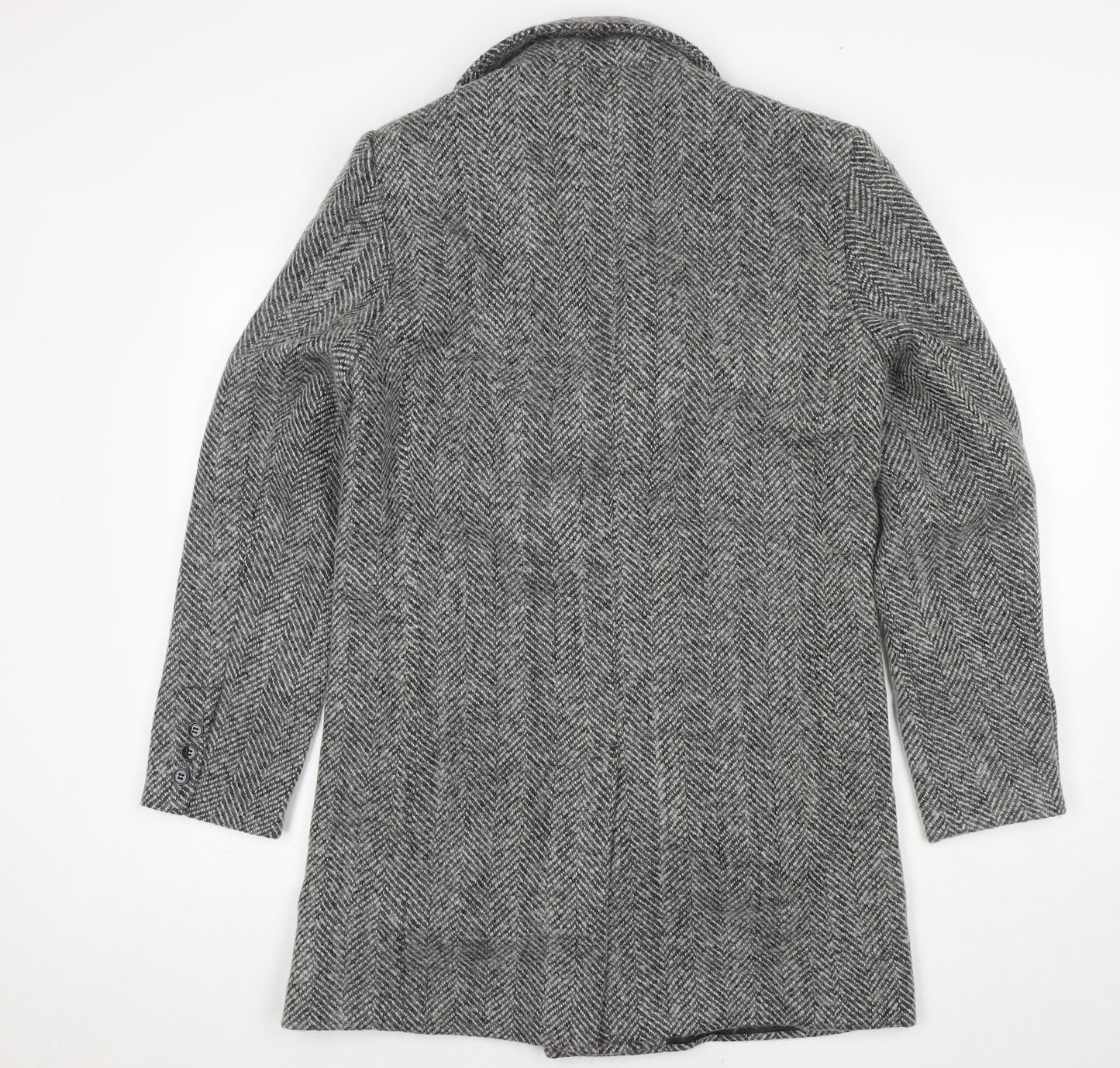 Boohoo Mens Grey Pea Coat Coat Size M Button