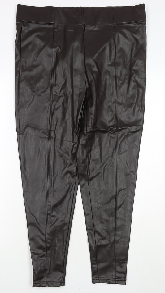 Marks and Spencer Womens Brown Polyester Pedal Pusher Trousers Size 18 L26 in Regular