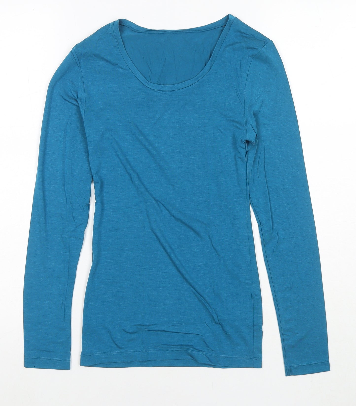 Marks and Spencer Womens Blue Acrylic Basic T-Shirt Size 8 Round Neck - Thermal