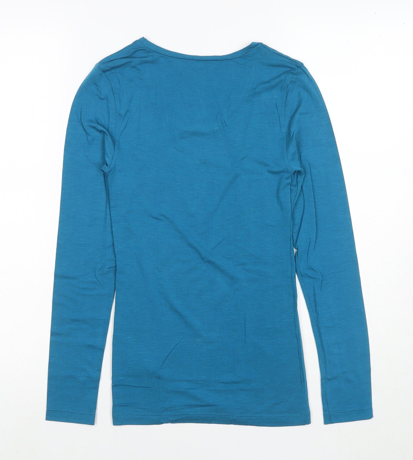 Marks and Spencer Womens Blue Acrylic Basic T-Shirt Size 8 Round Neck - Thermal