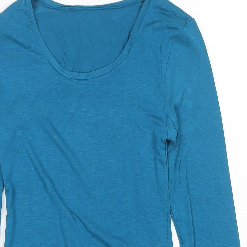 Marks and Spencer Womens Blue Acrylic Basic T-Shirt Size 8 Round Neck - Thermal