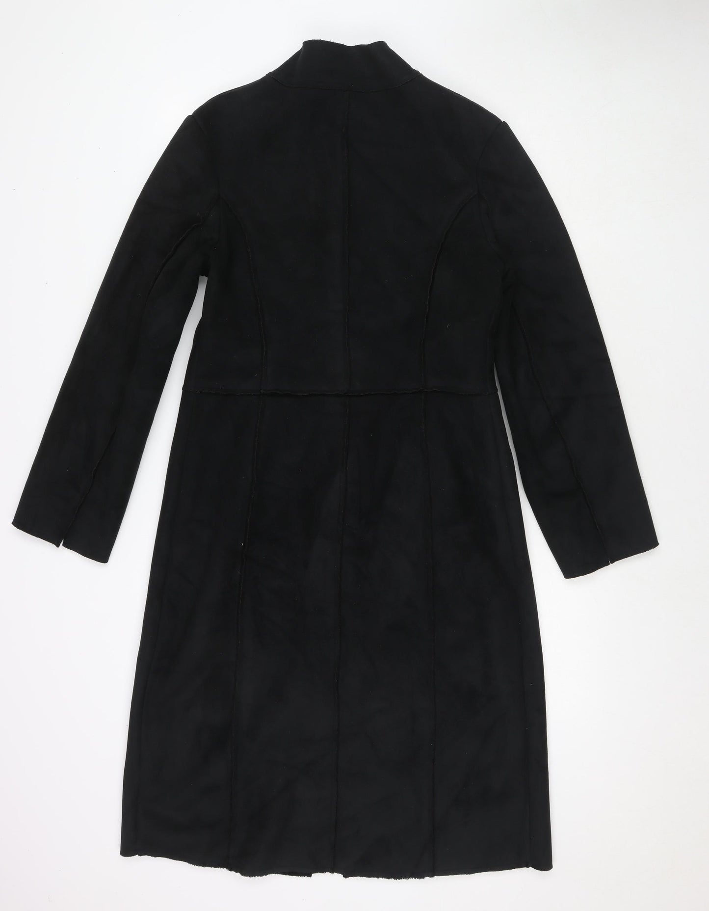 Oasis Womens Black Overcoat Coat Size 12 Zip - Suede Type