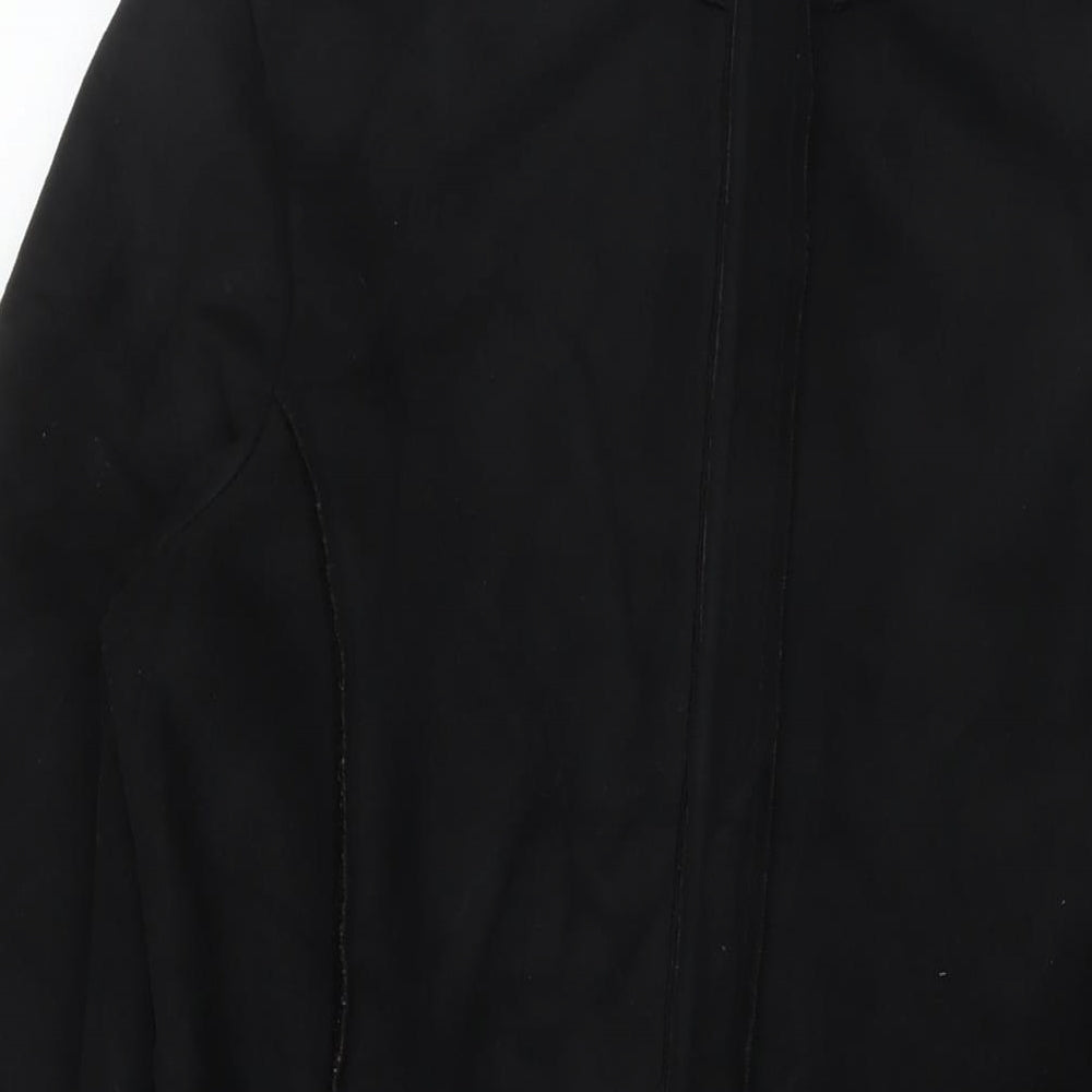 Oasis Womens Black Overcoat Coat Size 12 Zip - Suede Type