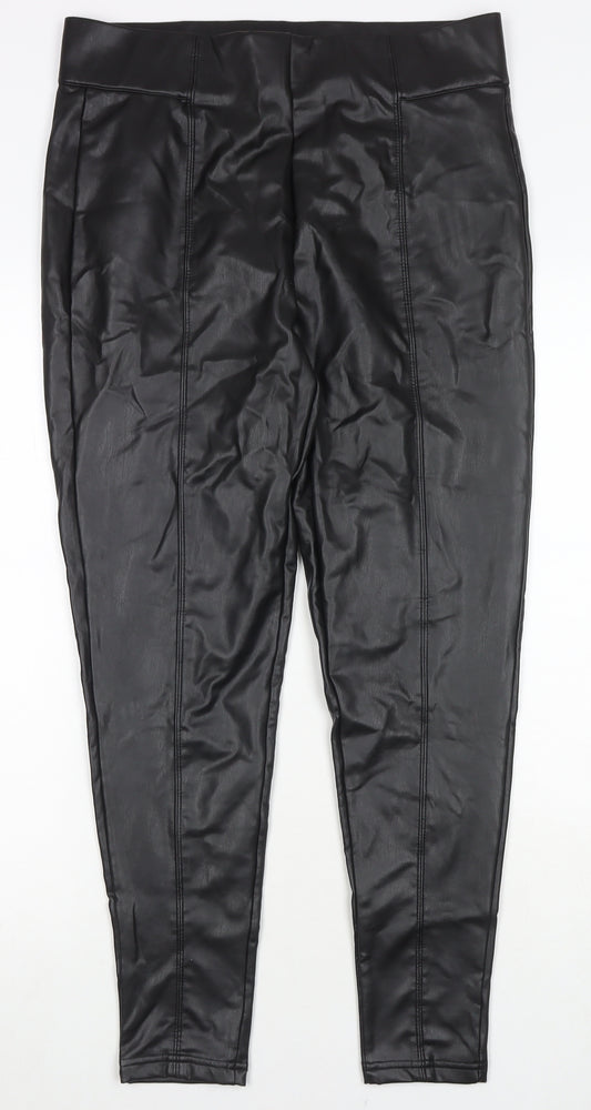 Marks and Spencer Womens Black Polyester Pedal Pusher Trousers Size 14 L27 in Regular