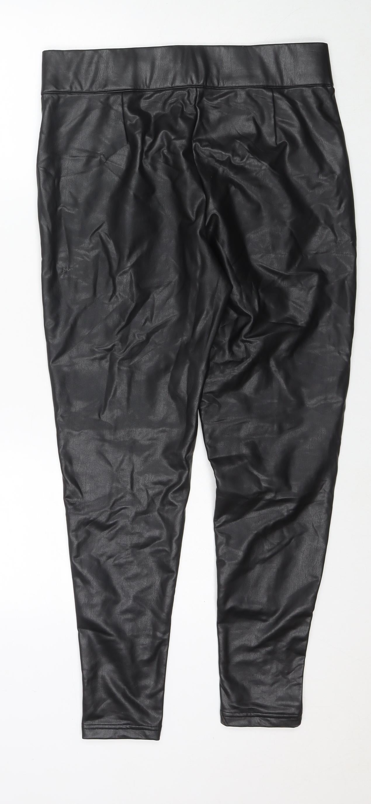 Marks and Spencer Womens Black Polyester Pedal Pusher Trousers Size 14 L27 in Regular