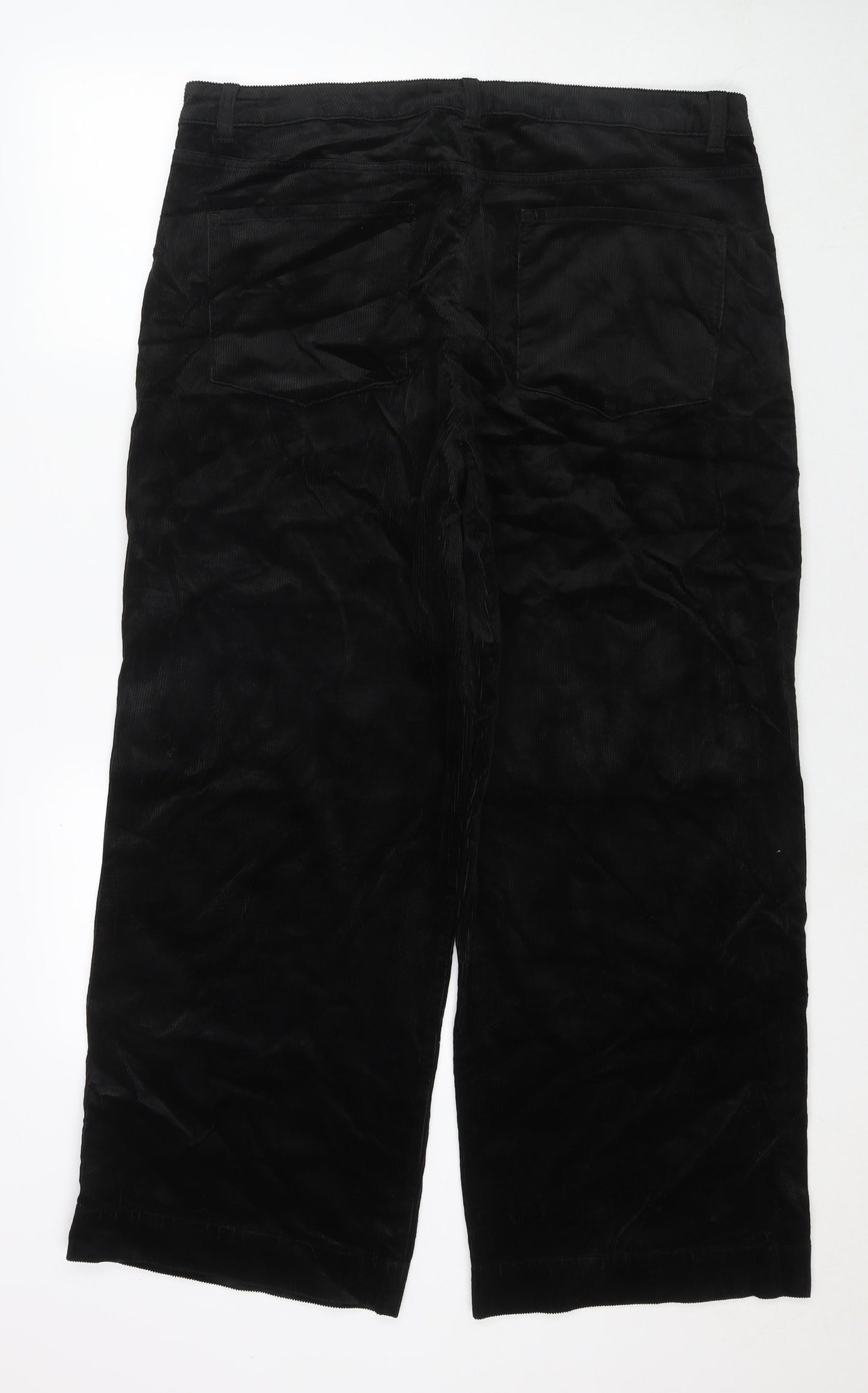 Marks and Spencer Womens Black Cotton Trousers Size 20 L28 in Regular Zip