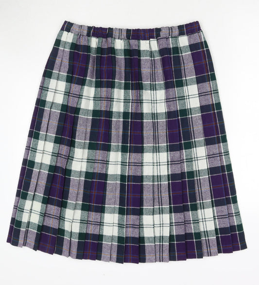 Damart Womens Multicoloured Check Acrylic Pleated Skirt Size 16