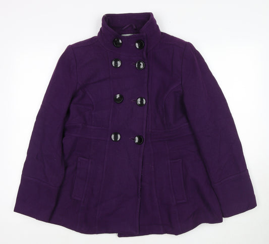 Wallis Womens Purple Jacket Coat Size 14 Button