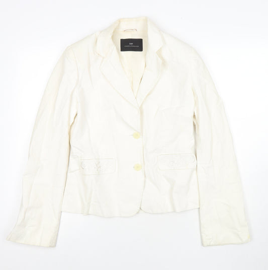 DAY Birger et Mikkelsen Womens White Geometric Jacket Size 12 Button