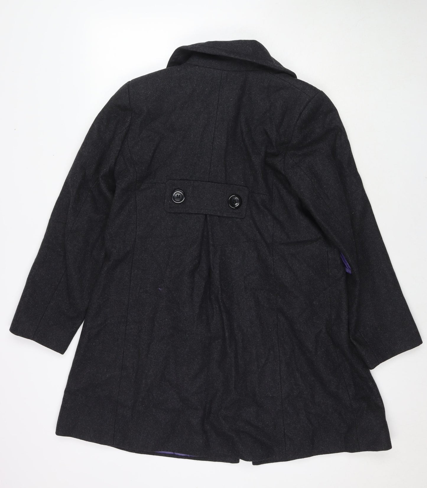 Marks and Spencer Womens Grey Pea Coat Coat Size 14 Button