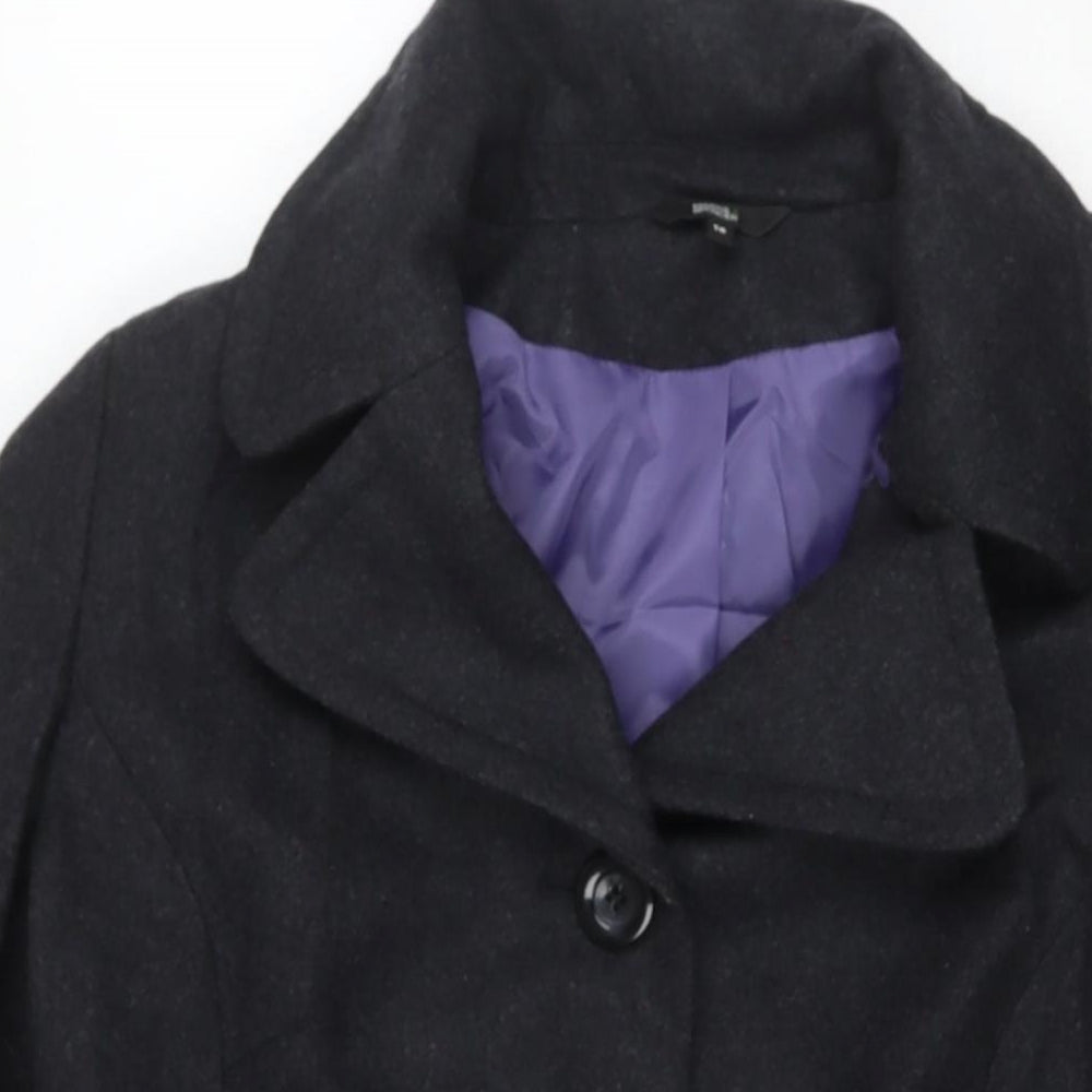 Marks and Spencer Womens Grey Pea Coat Coat Size 14 Button