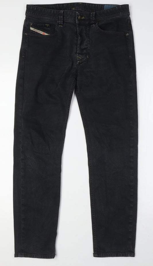 Diesel Mens Black Cotton Straight Jeans Size 30 in L29 in Regular Button