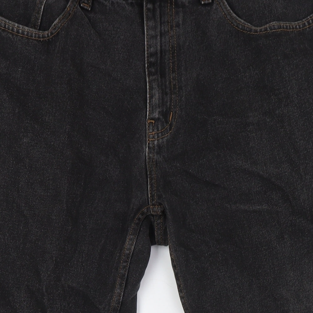 George Mens Black Cotton Straight Jeans Size 36 in L30 in Regular Zip