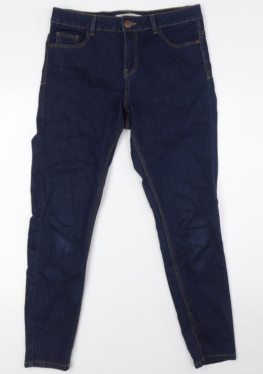 George Womens Blue Cotton Skinny Jeans Size 12 L28 in Regular Zip