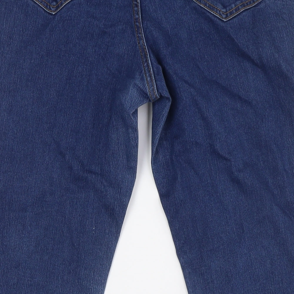 Geor Womens Blue Cotton Straight Jeans Size 12 L29 in Regular Zip