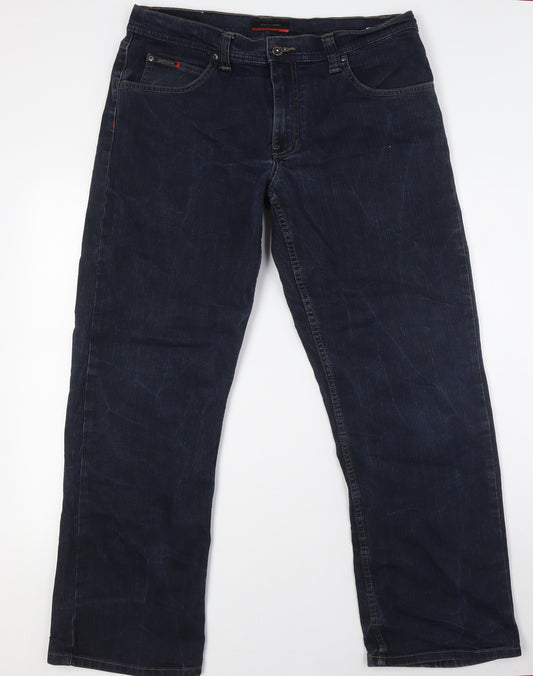 Pierre Cardin Mens Blue Cotton Straight Jeans Size 36 in L31 in Regular Tie