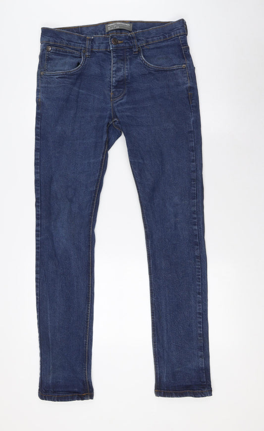 French Connection Mens Blue Cotton Straight Jeans Size 32 in L32 in Regular Zip