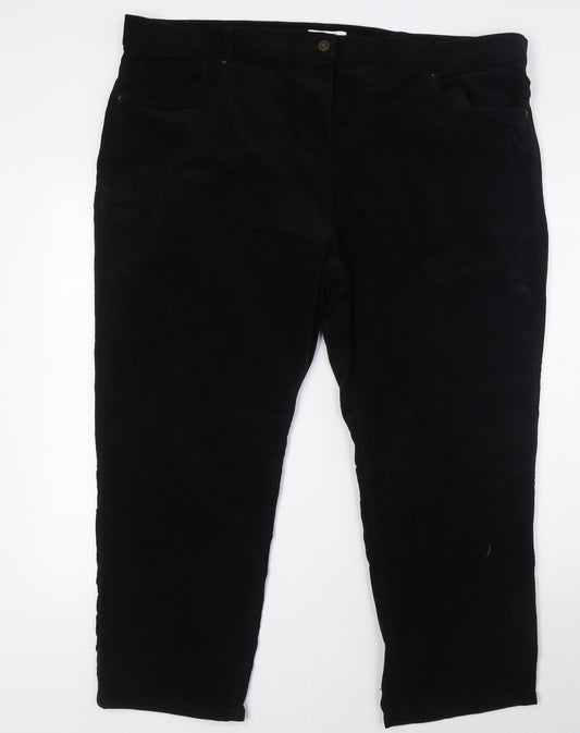 Marks and Spencer Womens Black Cotton Trousers Size 24 L27 in Regular Zip