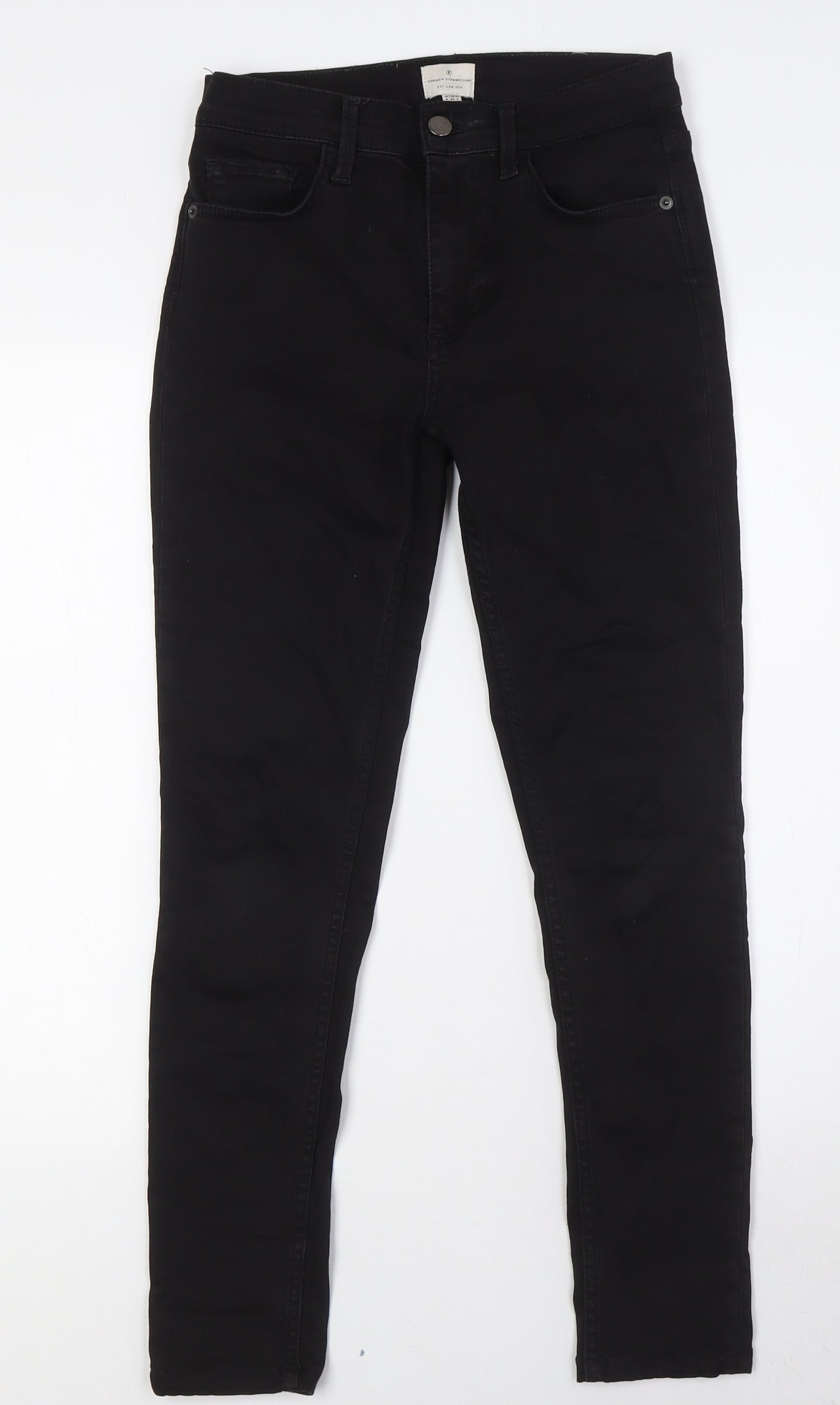 French Connection Womens Black Cotton Skinny Jeans Size 8 L28 in Regular Zip