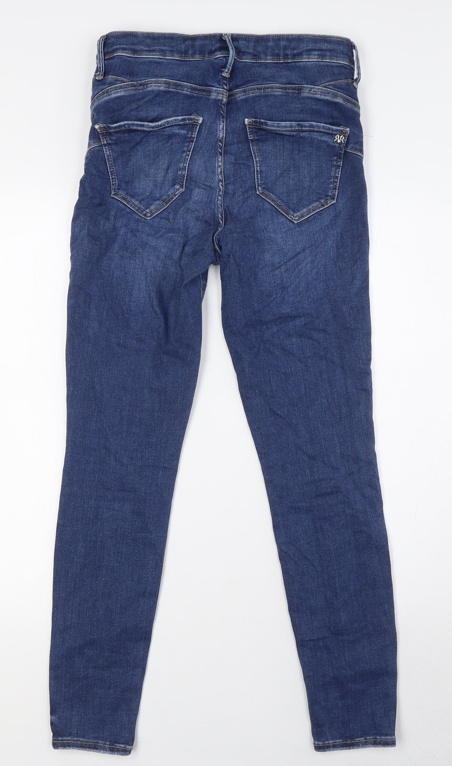 River Island Womens Blue Cotton Skinny Jeans Size 12 L27 in Regular Zip