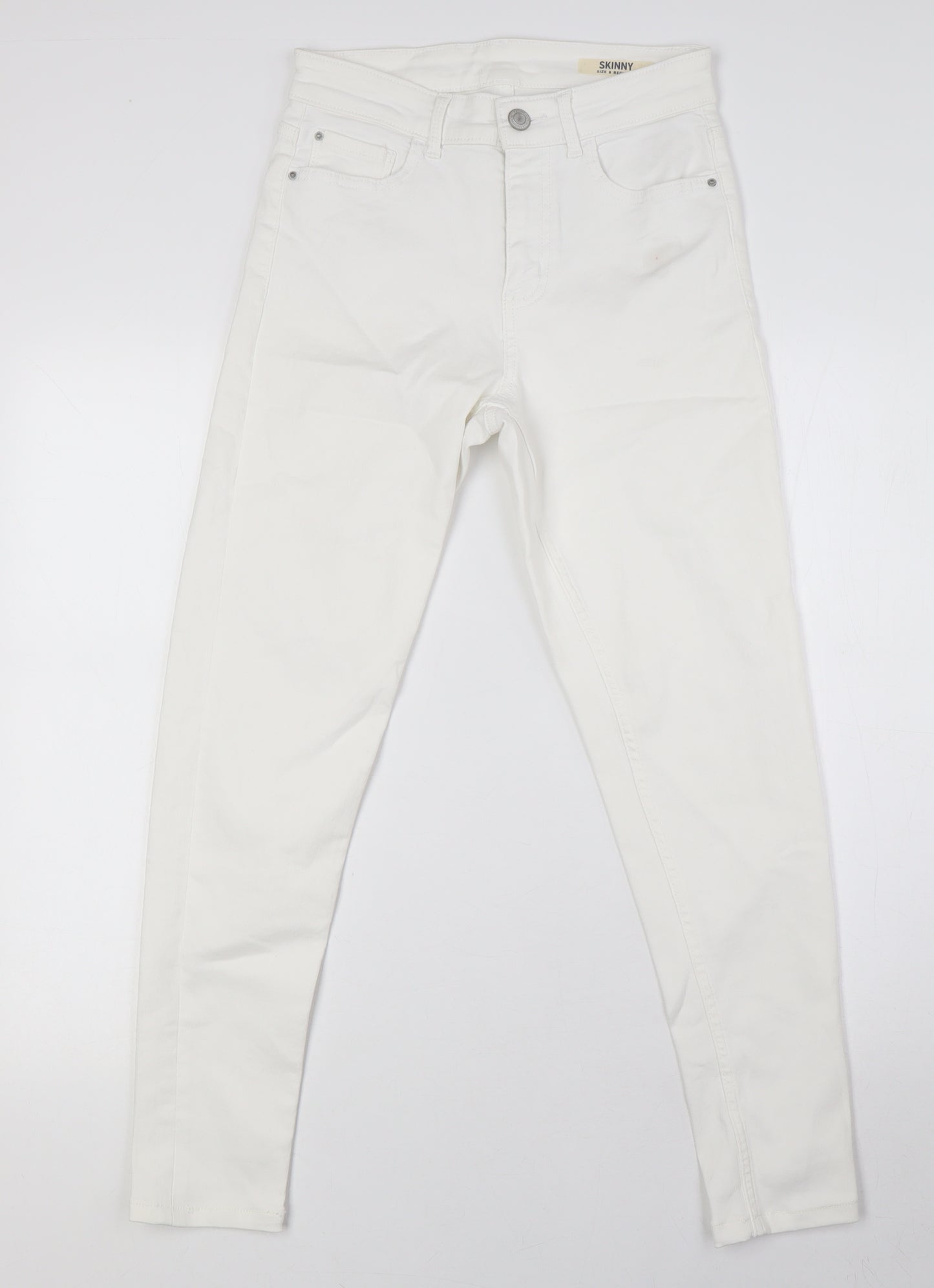 Marks and Spencer Womens White Cotton Skinny Jeans Size 8 L27 in Regular Zip