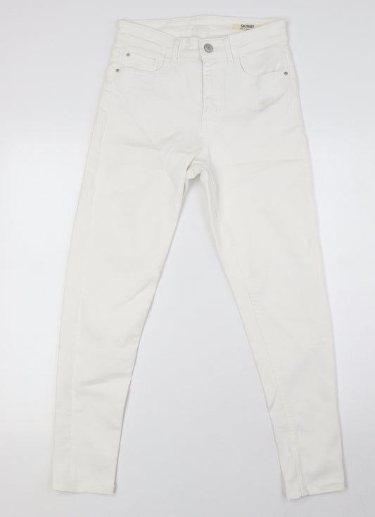 Marks and Spencer Womens White Cotton Skinny Jeans Size 8 L27 in Regular Zip