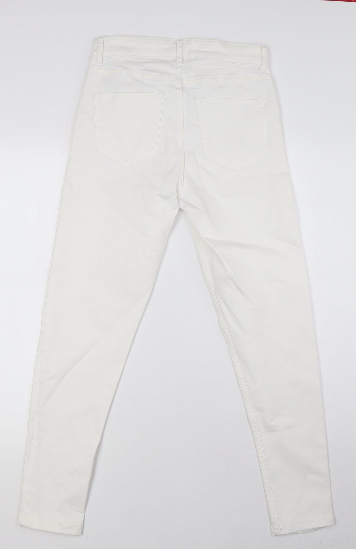 Marks and Spencer Womens White Cotton Skinny Jeans Size 8 L27 in Regular Zip