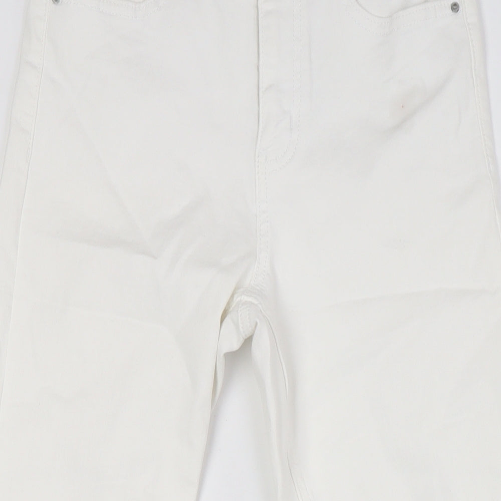 Marks and Spencer Womens White Cotton Skinny Jeans Size 8 L27 in Regular Zip