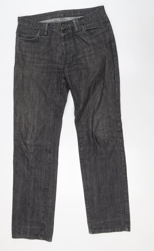 Gilmar Mens Black Cotton Straight Jeans Size 32 in L34 in Regular Button