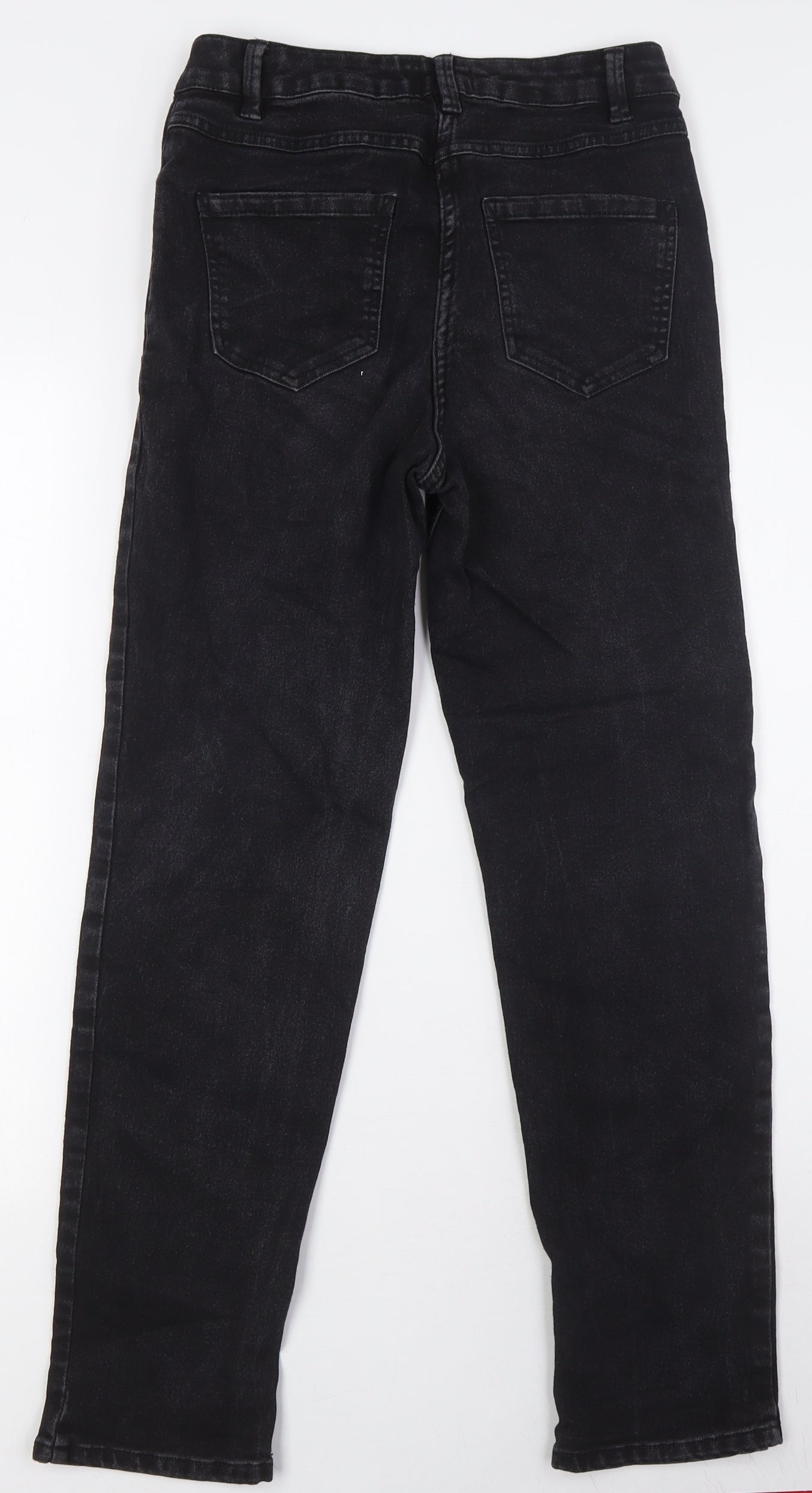 Matalan Womens Black Cotton Straight Jeans Size 8 L28 in Regular Zip